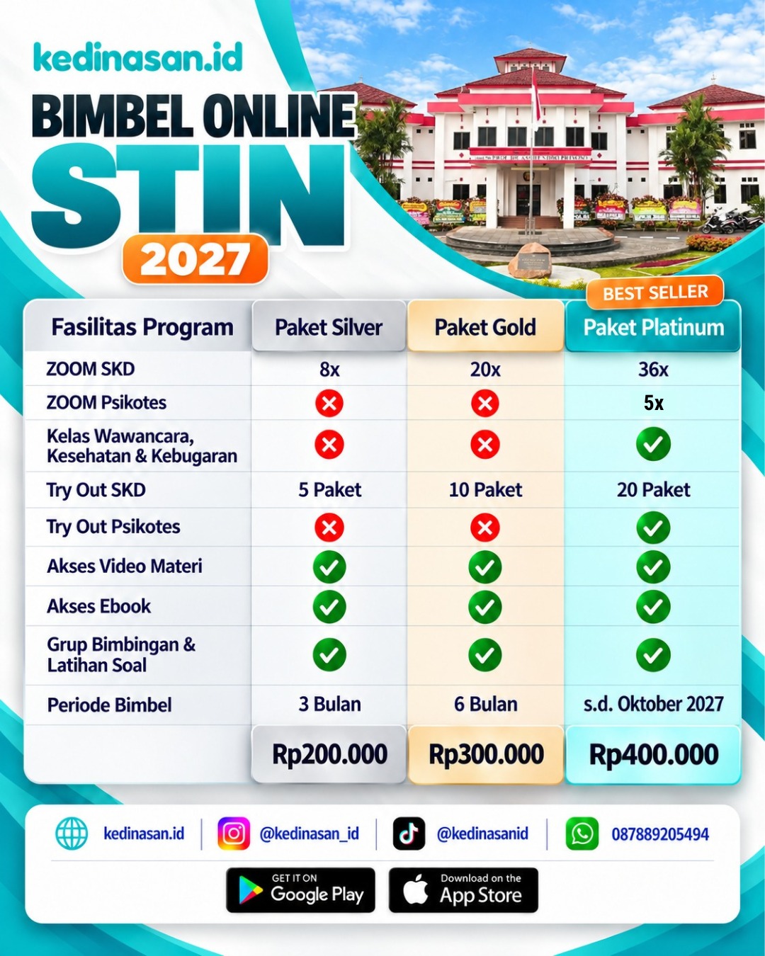 Bimbel Online STIN 2027 - Paket Silver
